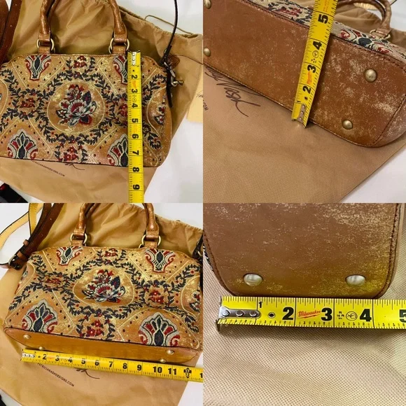 PATRICIA NASH crossbody tote Provincial Embroidery Collection ANGELIN Tan Gold - Picture 6 of 15